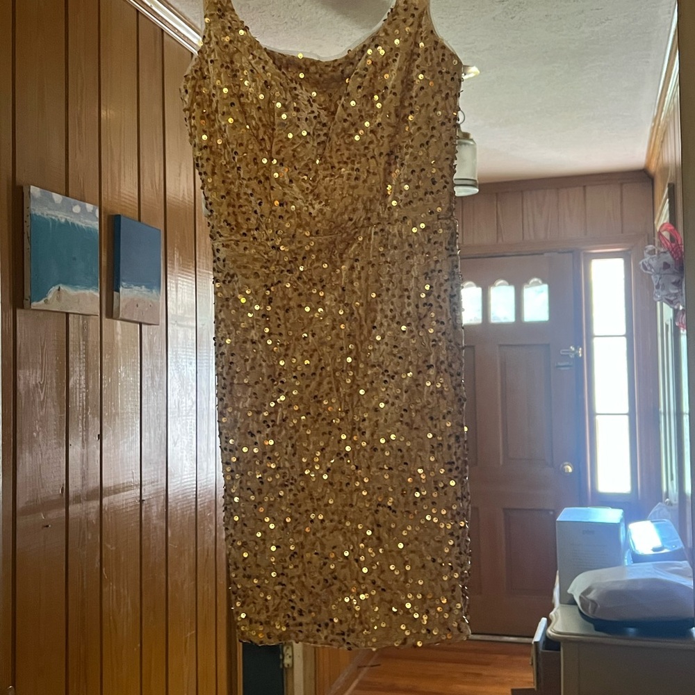 Gold Sequin Sleeveless Dress